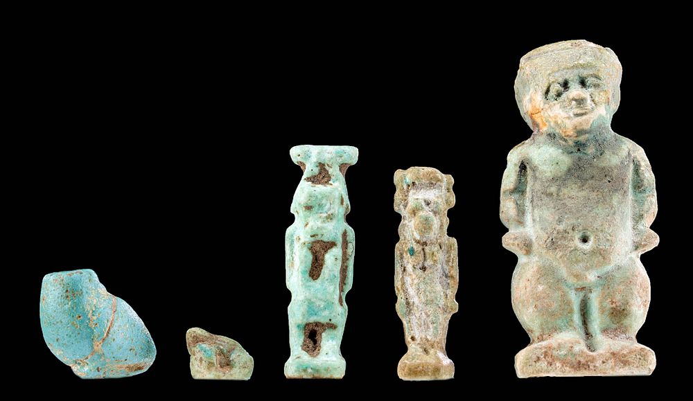 Appraisal: Egyptian Glazed Faience Amulets Pendants Egypt Late Dynastic Period th