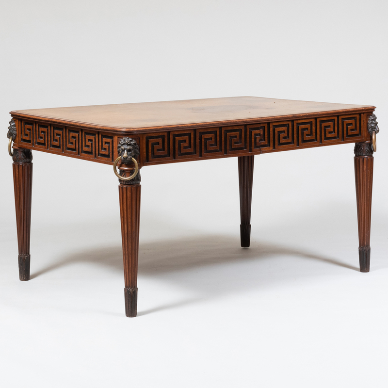 Appraisal: Regency Style Mahogany Writing Table With inset tooled leather top