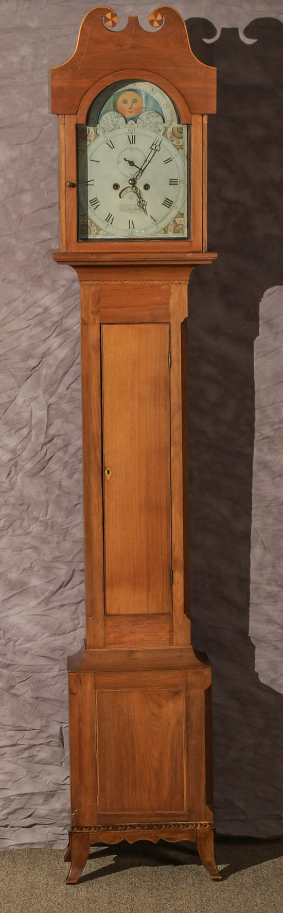 Appraisal: Federal Satinwood Inlaid Walnut Tall Case Clock Caleb Davis Probably