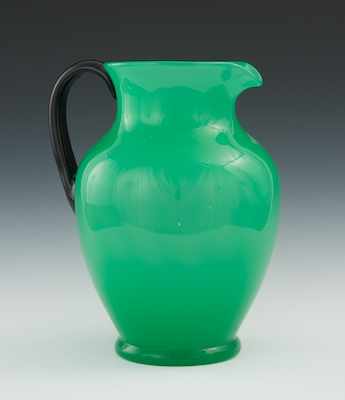 Appraisal: A Steuben Jade Green Glass Lemonade Pitcher with Black Handle