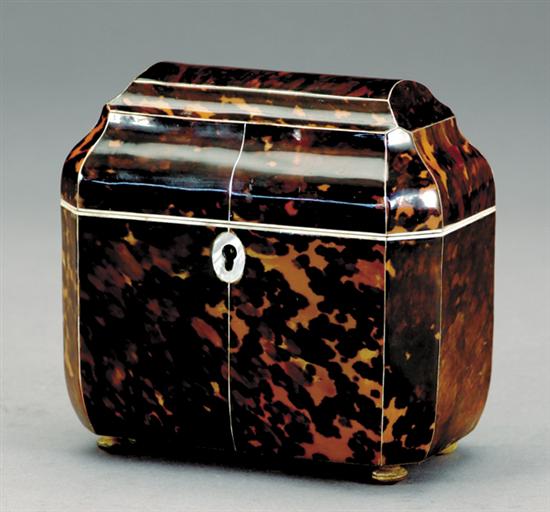 Appraisal: Victorian inlaid shell tea caddy late th centurysarcophagus form with