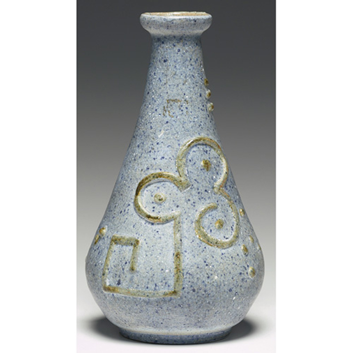 Appraisal: Lawrence Blazer vase flaring form in a mottled blue matt