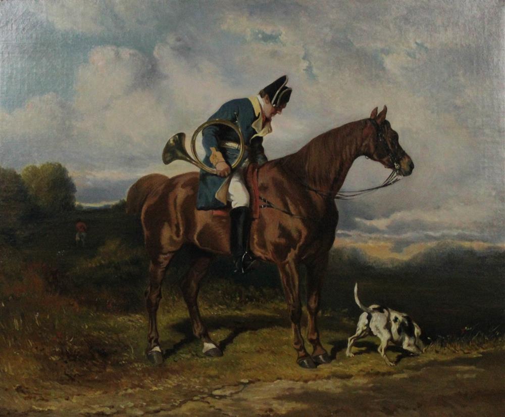 Appraisal: STYLE OF ALFRED DEDREUX FRENCH - HUNTING SCENE Oil on