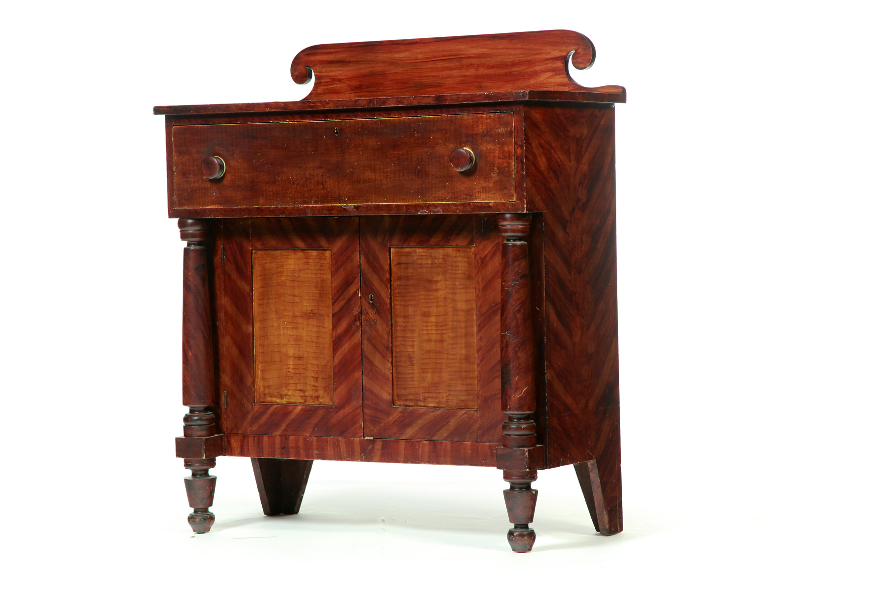 Appraisal: AMERICAN DECORATED SERVER Mid th century poplar and cherry Scrolled