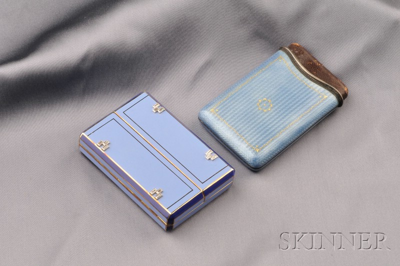 Appraisal: kt Gold Enamel and Diamond Vanity Case the two-color blue