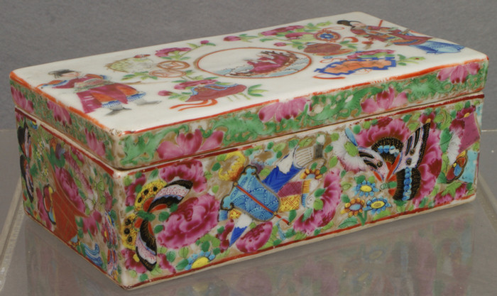 Appraisal: Chinese export porcelain Famille Rose brush box l w mandarin