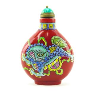 Appraisal: Antique Chinese Peking Glass and Enamel Snuff Bottle Antique Chinese