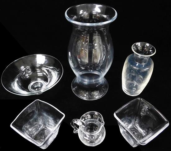 Appraisal: GLASS Six blown glass vessels including Simon Pearce four pieces