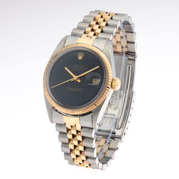 Appraisal: ROLEX DATEJUST BLACK DIAL DUOTONE WATCH mm Rolex Model K