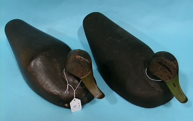 Appraisal: Pair of flat bottom Black-Duck decoys marked P on bottom