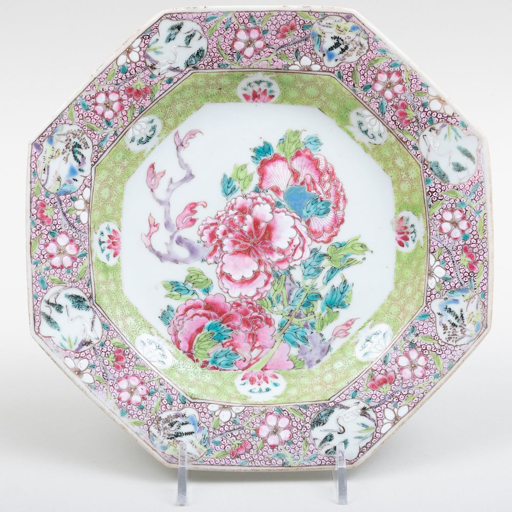 Appraisal: Chinese Export Famille Rose Porcelain Octagonal Plate Chinese Export Famille