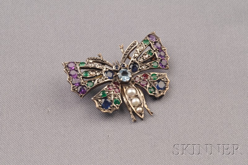 Appraisal: Gem-set Butterfly Brooch set with amethyst sapphire emerald and ruby