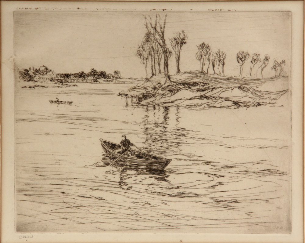 Appraisal: CHARLES HERBERT WOODBURY MA ME - - The Dory etching