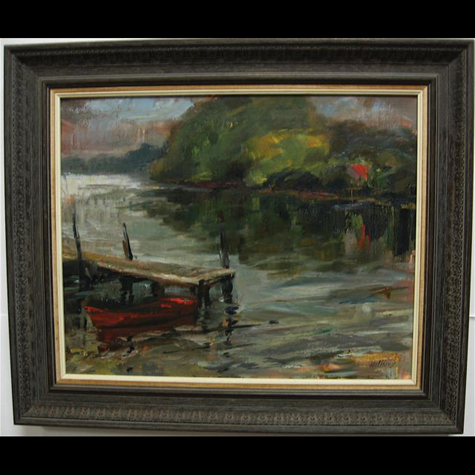 Appraisal: EILEEN HALLISY TH CENTURY CANADIAN THE RED SKIFF OIL ON