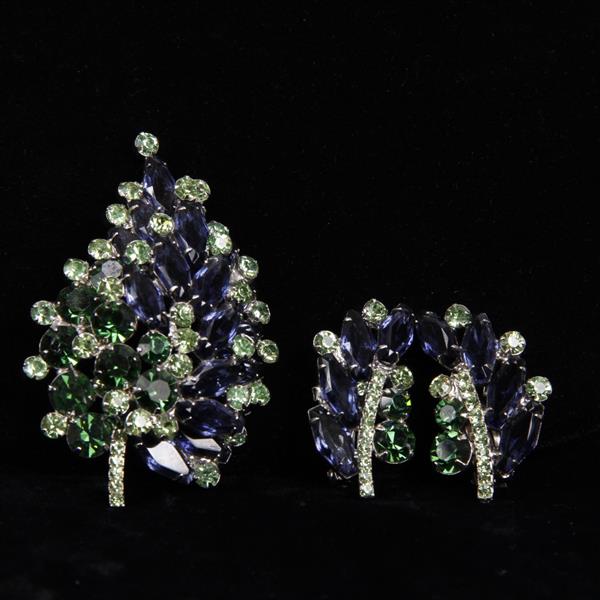 Appraisal: D E Juliana pc Blue Green Leaf Brooch Pin Clip