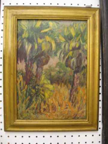 Appraisal: Maxine E Hutcheson Oil ''Jungle Edge'' on board exhibited annual