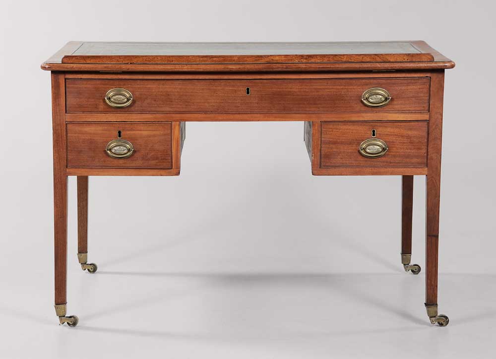 Appraisal: Hepplewhite Mahogany Architect's Desk British th century ratcheted top lined