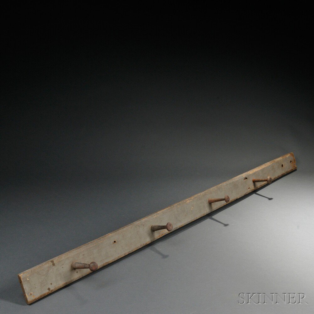 Appraisal: Shaker Blue-gray Painted Peg Rail th century the rectangular form