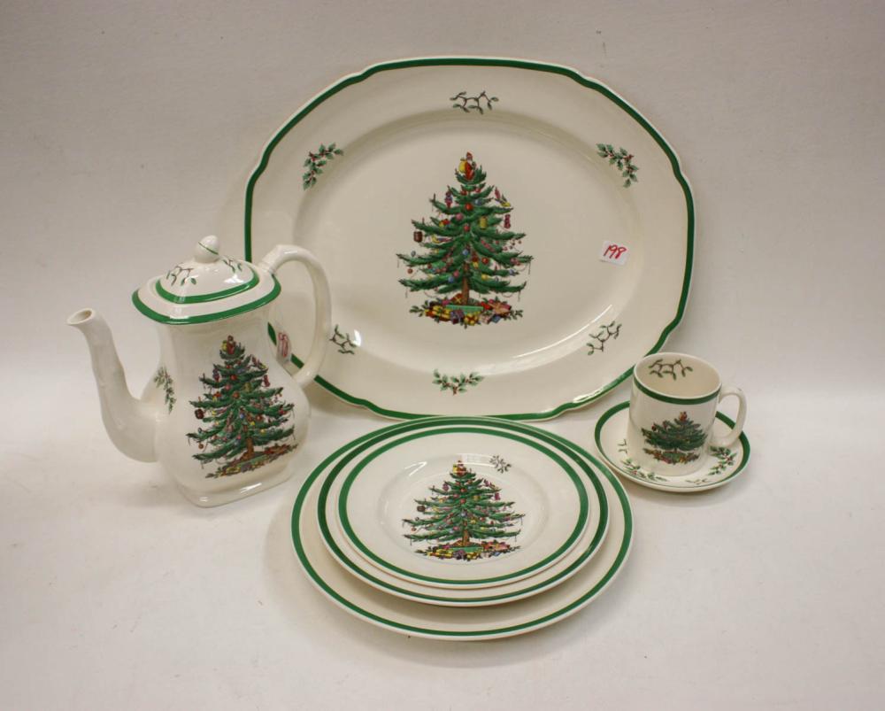 Appraisal: SPODE CHRISTMAS TREE CHINA AND DRINKWARE SET pieces comprised of