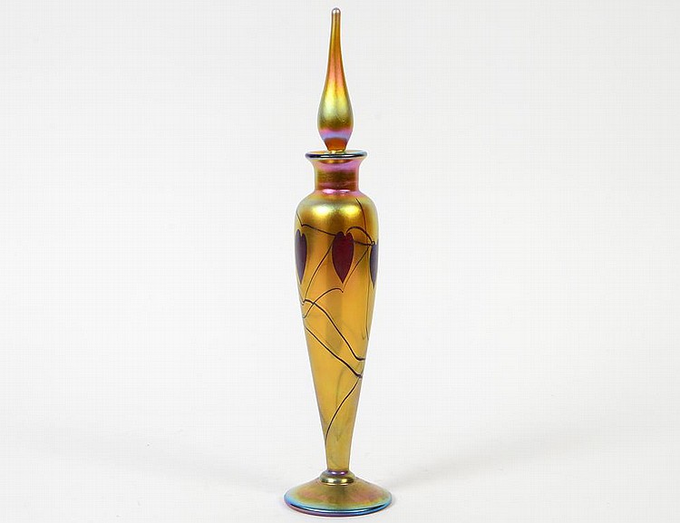 Appraisal: LUNDBERG STUDIOS IRIDESCENT GLASS PERFUME BOTTLESigned Lundberg Studios dated and