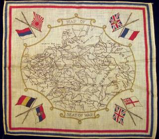 Appraisal: pc World War I ANTIQUE HANDKERCHIEF c Western Front Flags