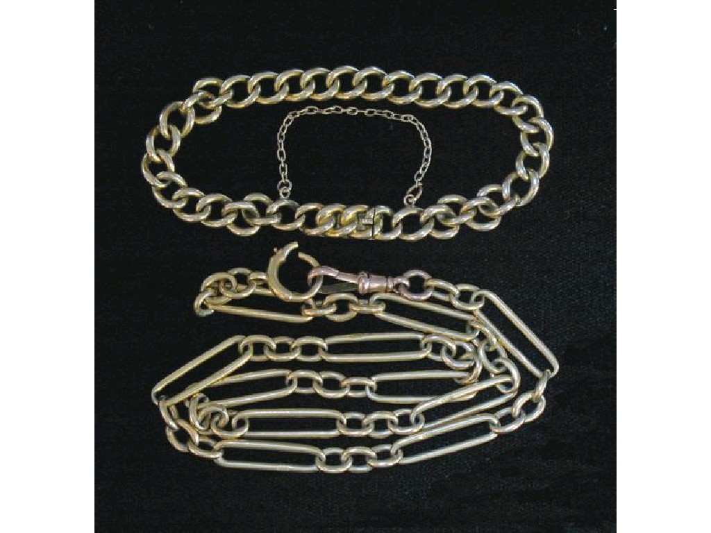 Appraisal: AN CT YELLOW GOLD WATCH CHAIN of rectangular and circular