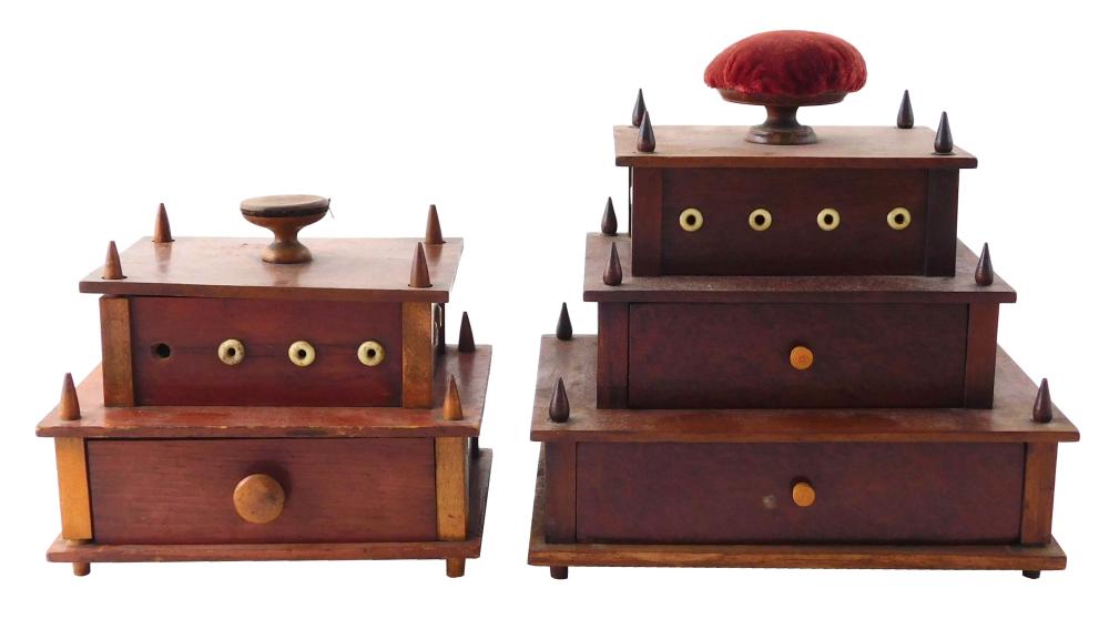 Appraisal: Two sewing boxes appear to be Shaker th th C