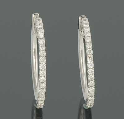 Appraisal: A Pair of Diamond Hoop Earrings k white gold hoop