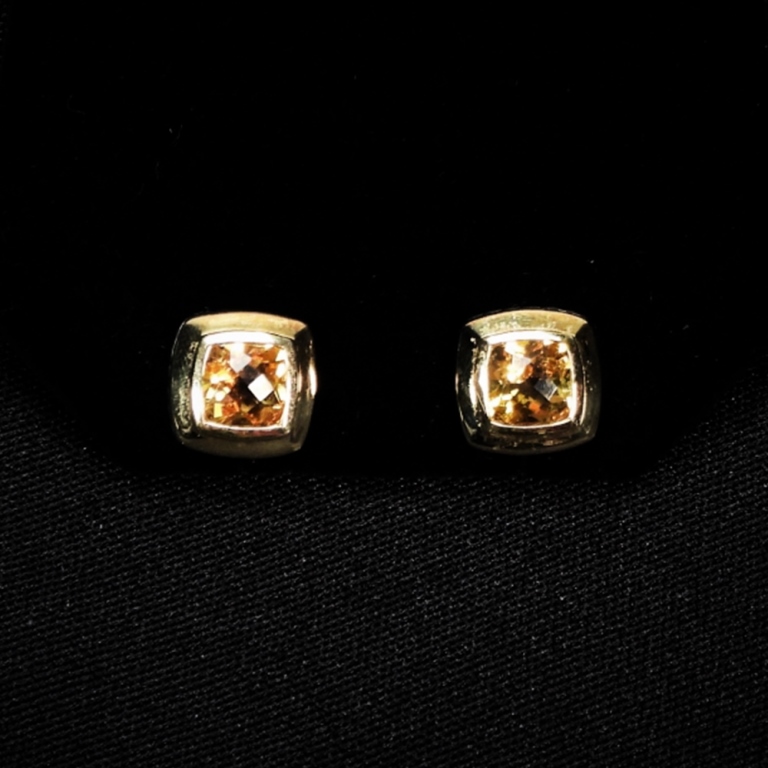 Appraisal: DAVID YURMAN K GOLD STERLING EARRINGS Square cut yellow stones