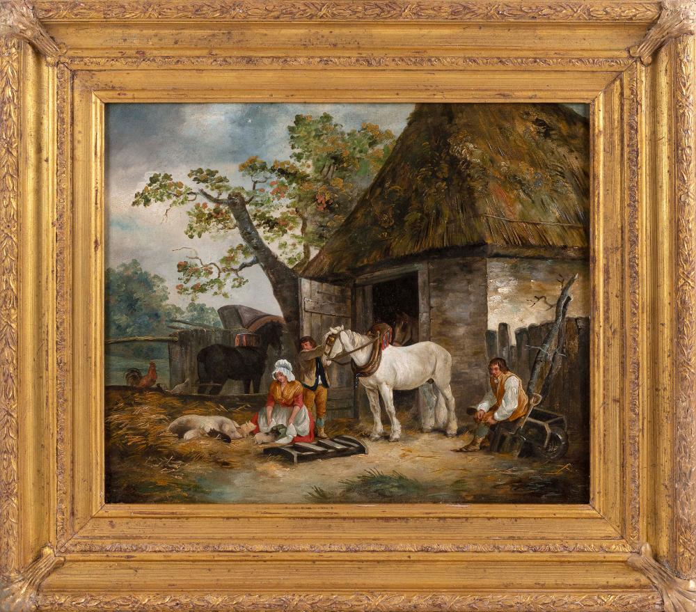 Appraisal: ATTRIBUTED TO GEORGE MORLAND UNITED KINGDOM - AN ACTIVE FARMYARD