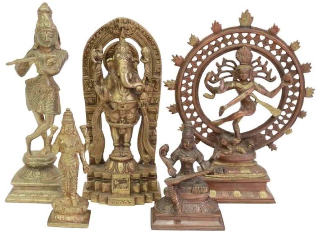 Appraisal: lot of Hindu deity figures mostly heavy cast brass including