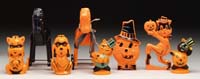 Appraisal: EIGHT HALLOWEEN PLASTIC FIGURES Lot consists of two hobbyhorse candy