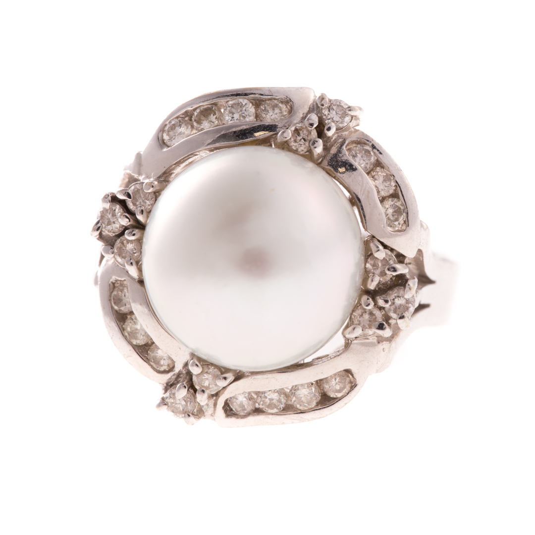 Appraisal: A Lady's South Sea Pearl Diamond Ring K white gold