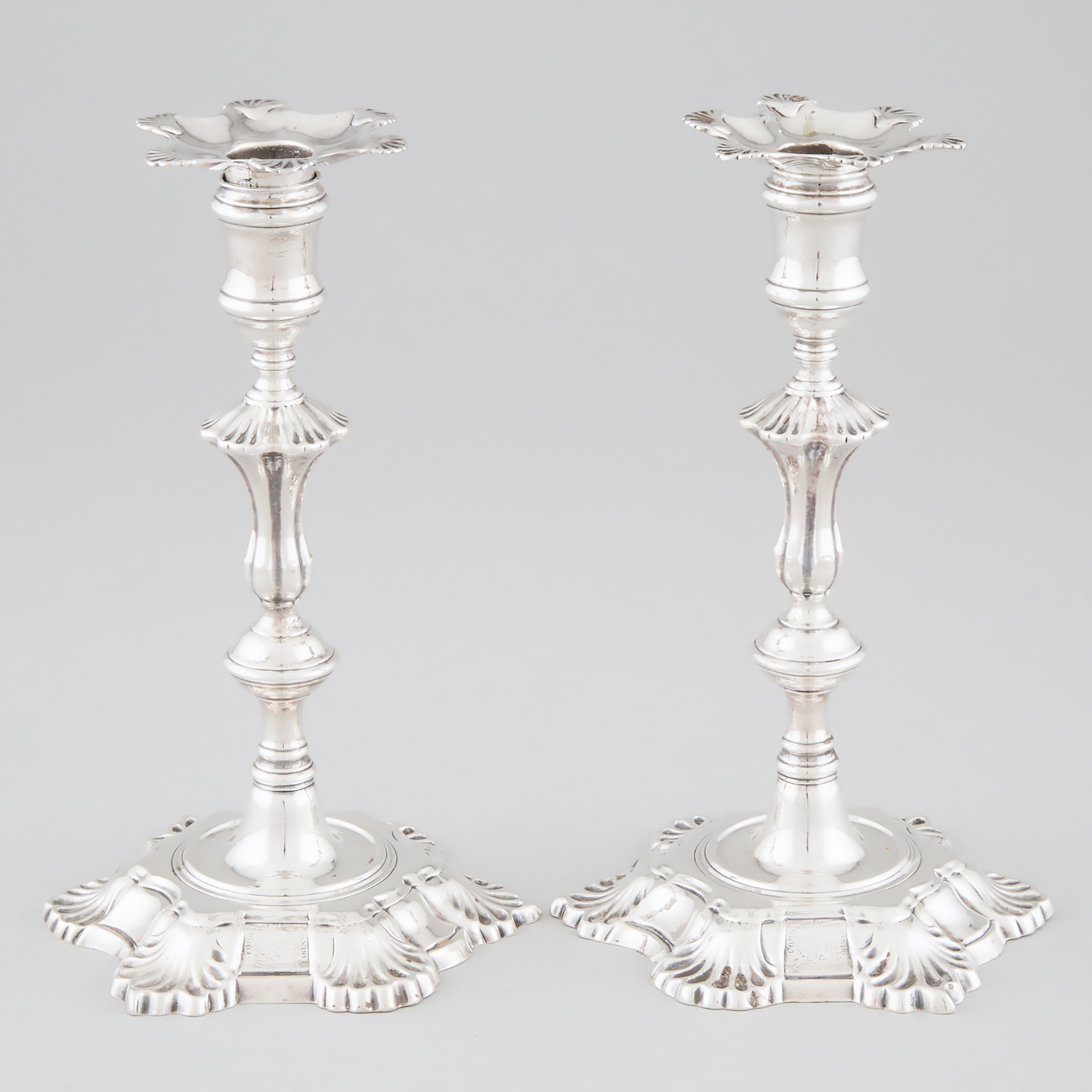 Appraisal: Pair of George II Scottish Silver Table Candlesticks William Davie