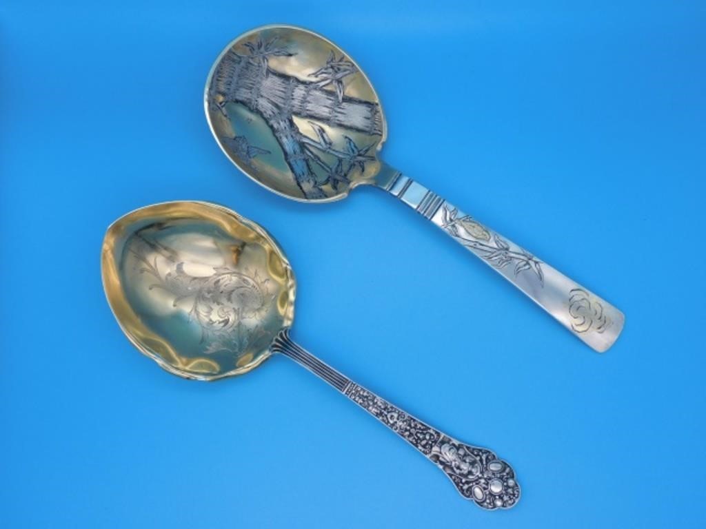 Appraisal: GORHAM STERLING SILVER SERVING SPOONS LATE th c One is