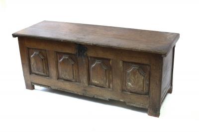 Appraisal: A Spanish chest with hinged lid and four panel front