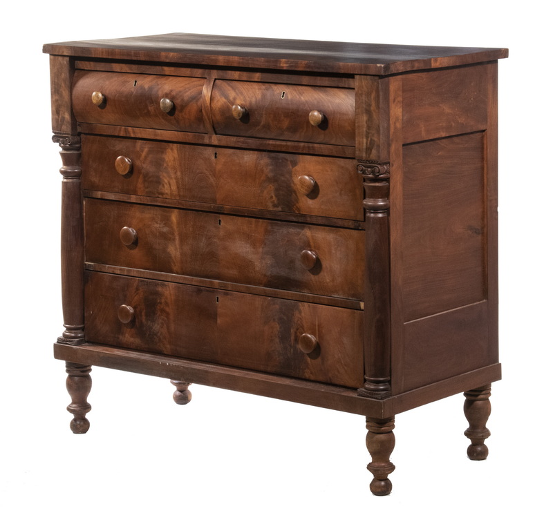 Appraisal: EMPIRE DRESSER Circa Flame Mahogany Veneered Empire Two over Three