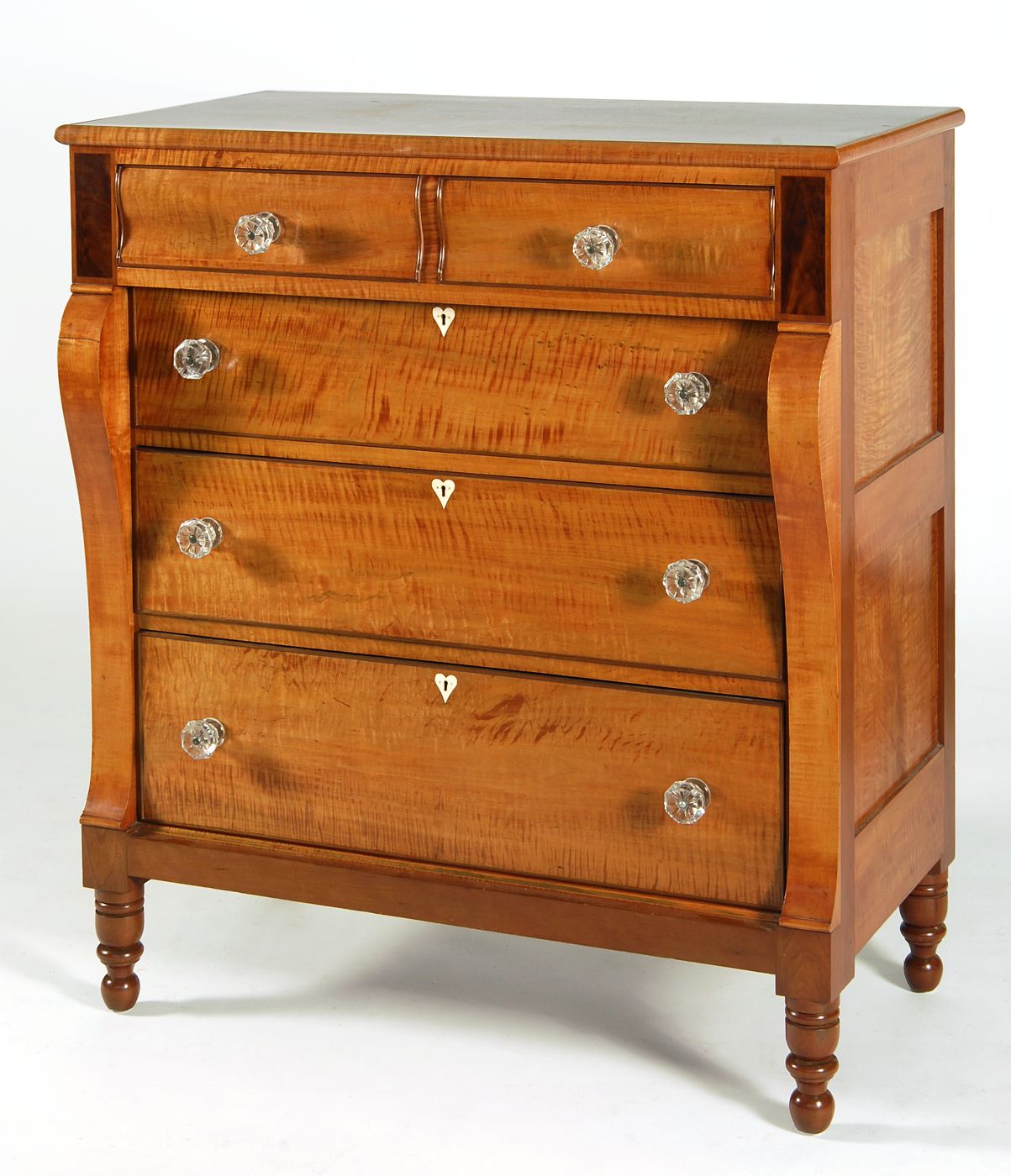 Appraisal: ANTIQUE AMERICAN FEDERAL CHEST Circa - In tiger maple and