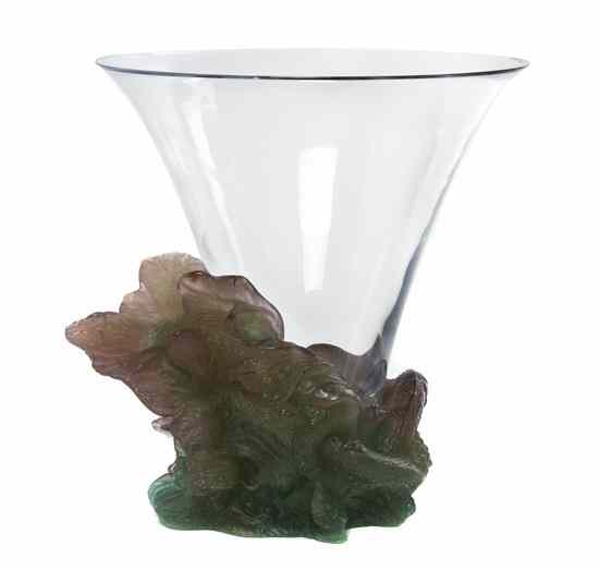 Appraisal: A Daum Glass and Pate-de-Verre Glass Vase having a conical