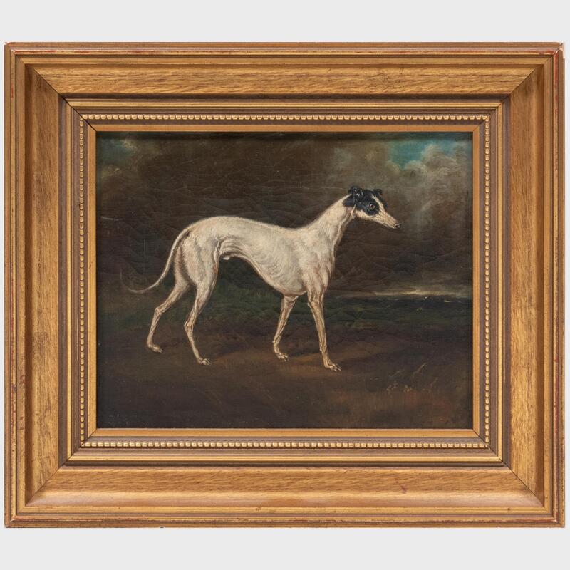 Appraisal: European School Greyhound Oil on canvas unsigned lined x in