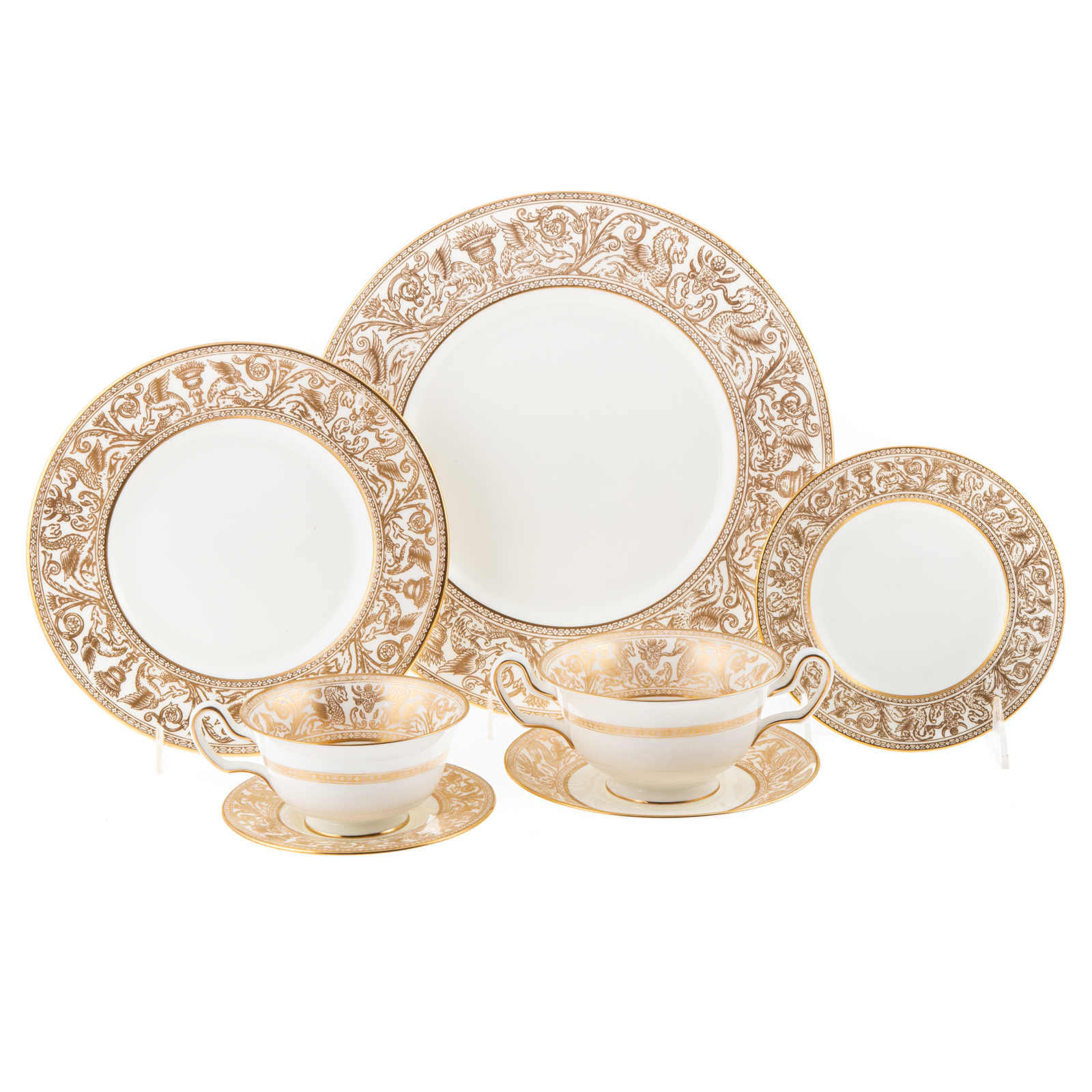 Appraisal: WEDGWOOD GOLD FLORENTINE PARTIAL DINNER SERVICE Approx pieces includes dinner