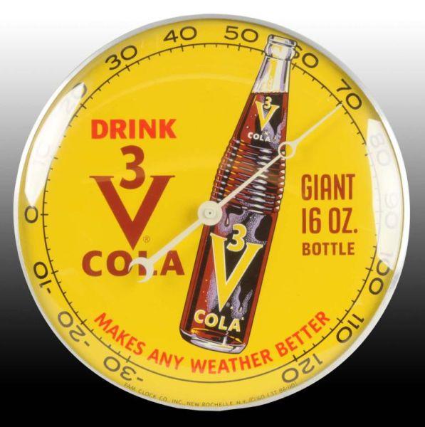 Appraisal: V Cola Pam Metal Glass Thermometer Description Two mounting tabs