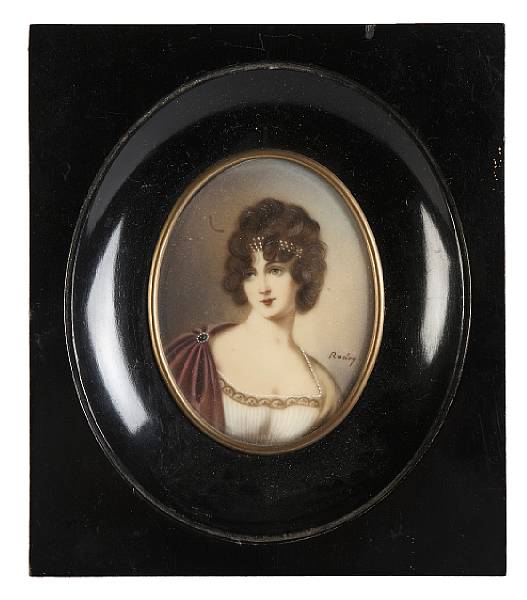 Appraisal: A painted portrait miniature signed Rodey in an ebonized frame