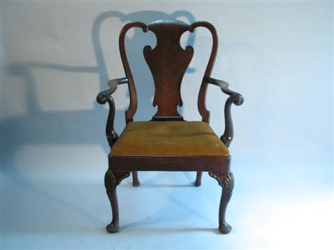 Appraisal: ENGLISH QUEEN ANNE MAHOGANY ARMCHAIR Later elements and restoration the