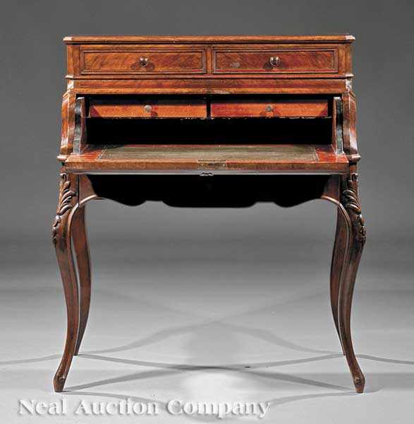 Appraisal: An English Carved Walnut Bureau superstructure fitted with two drawers