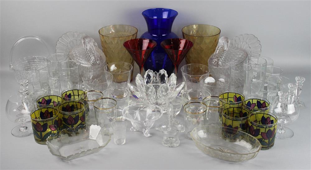 Appraisal: COLLECTION OF ASSORTED CLEAR AND COLORED GLASSWARE including Baccarat balloon