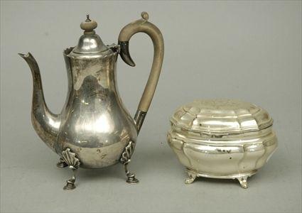 Appraisal: Crichton Silver Coffee Pot together with an Armorial Sugar Box