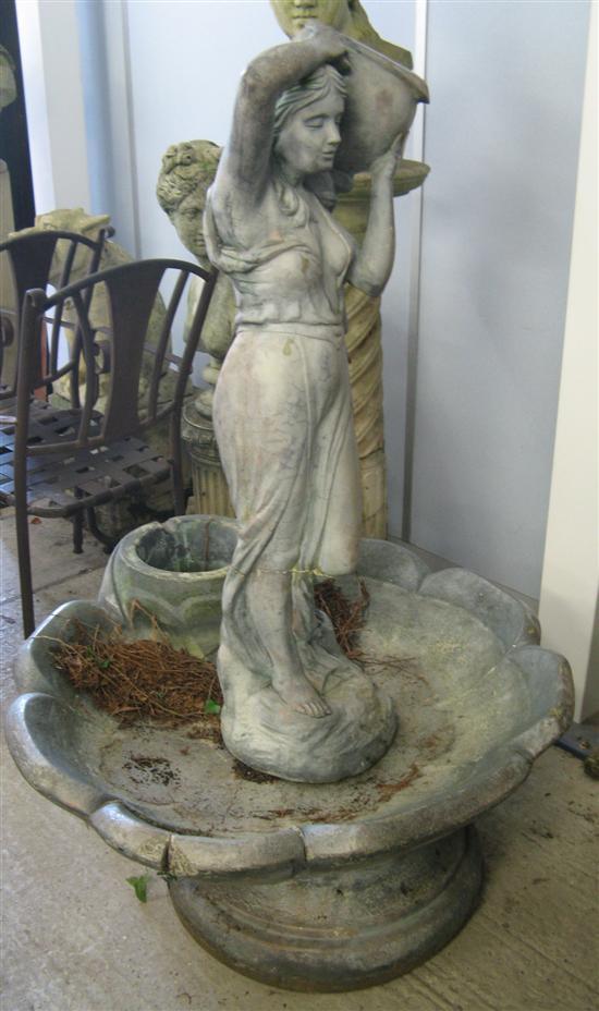 Appraisal: Bronze finished female fountain figure holding an urn on her