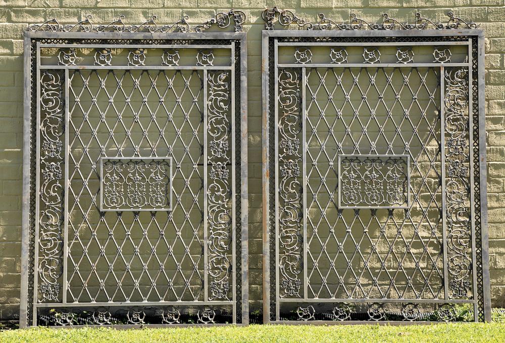 Appraisal: Pair of Monumental Cast Iron Estate Gates surmounted by floral