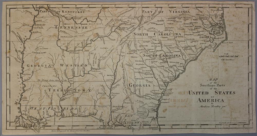 Appraisal: ABRAHAM BRADLEY JUNR MAP OF THE SOUTHERN PARTS OF THE